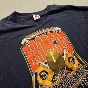 Starter Denver Broncos Super Bowl XXXII Champions T Shirt Mens X Large Navy Blue